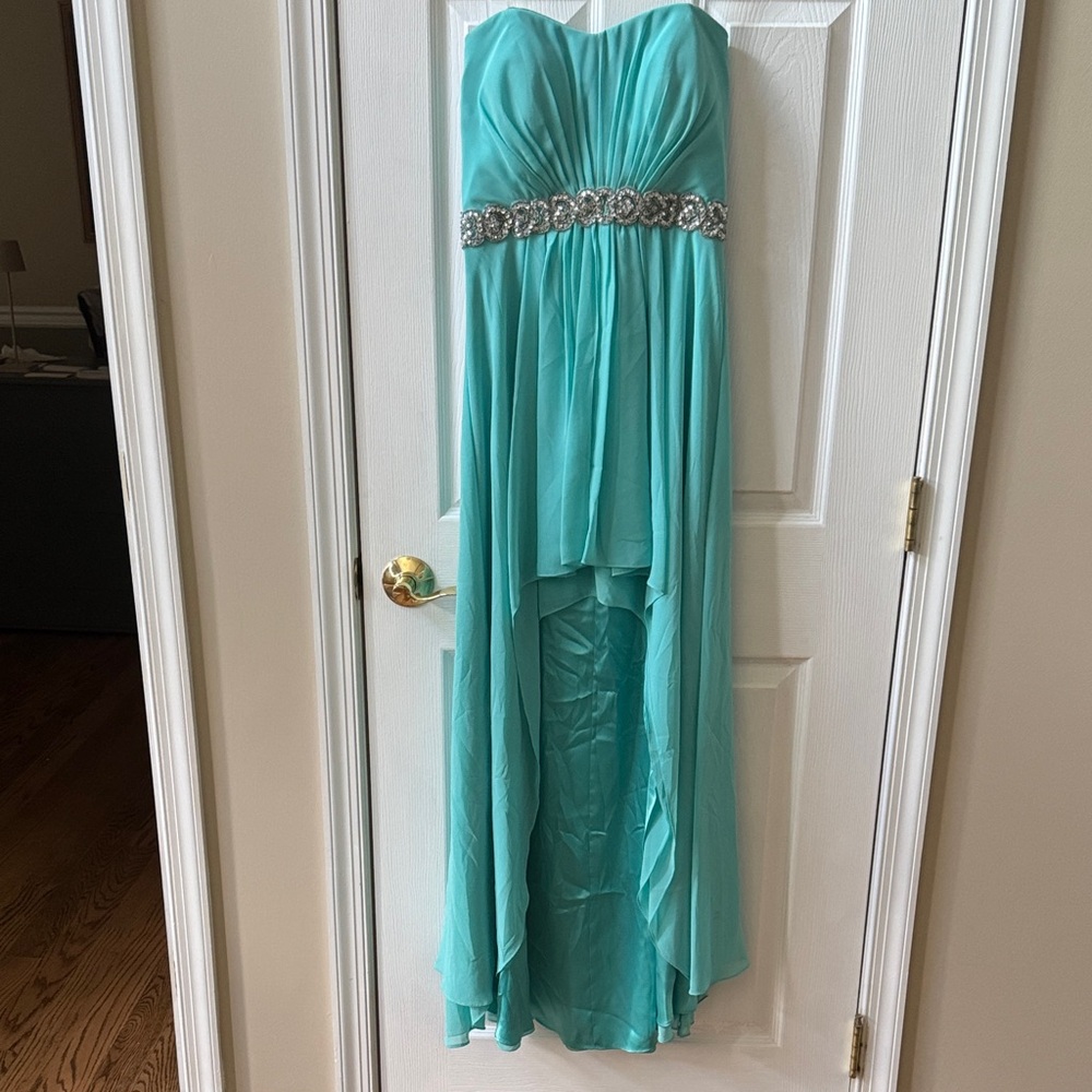Xscape Aqua Dress with Silver Accents